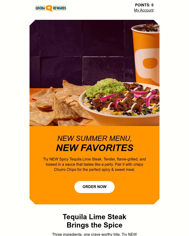 Screenshot of email sent to a Qdoba Registered user
