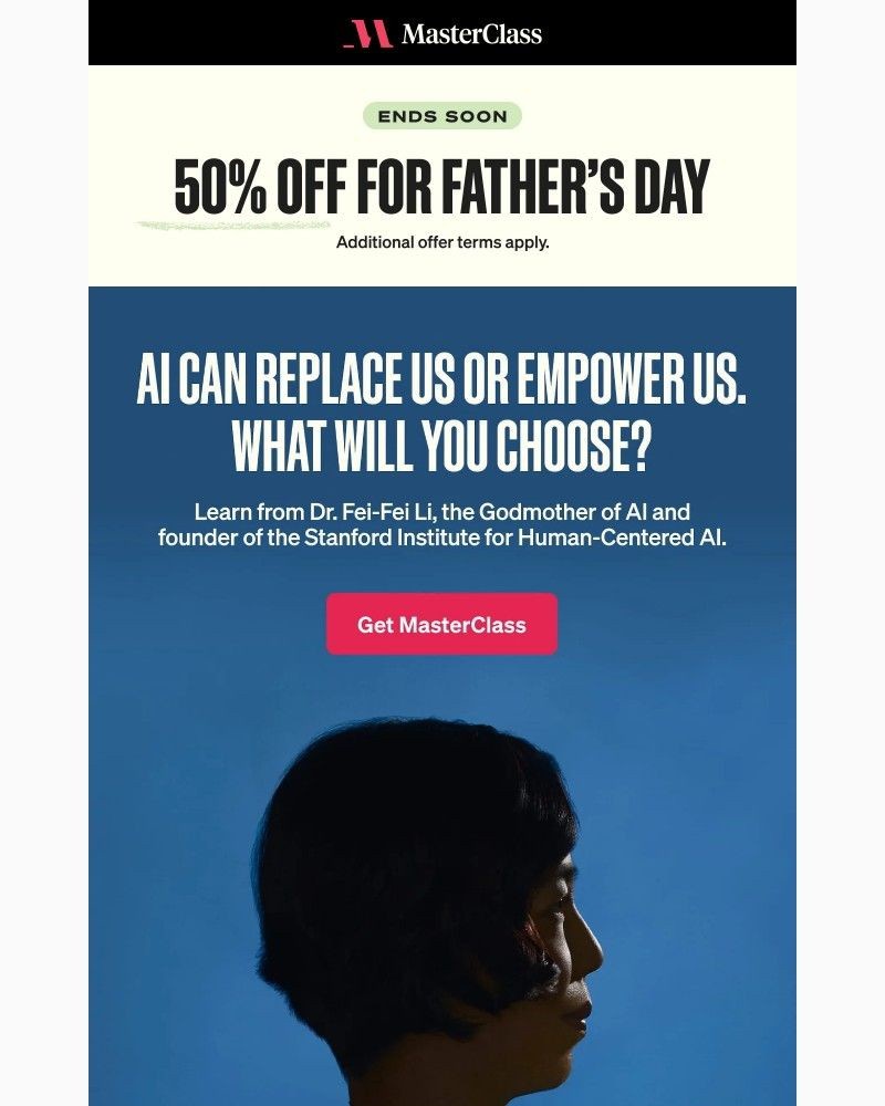 Screenshot of email sent to a MasterClass Registered user