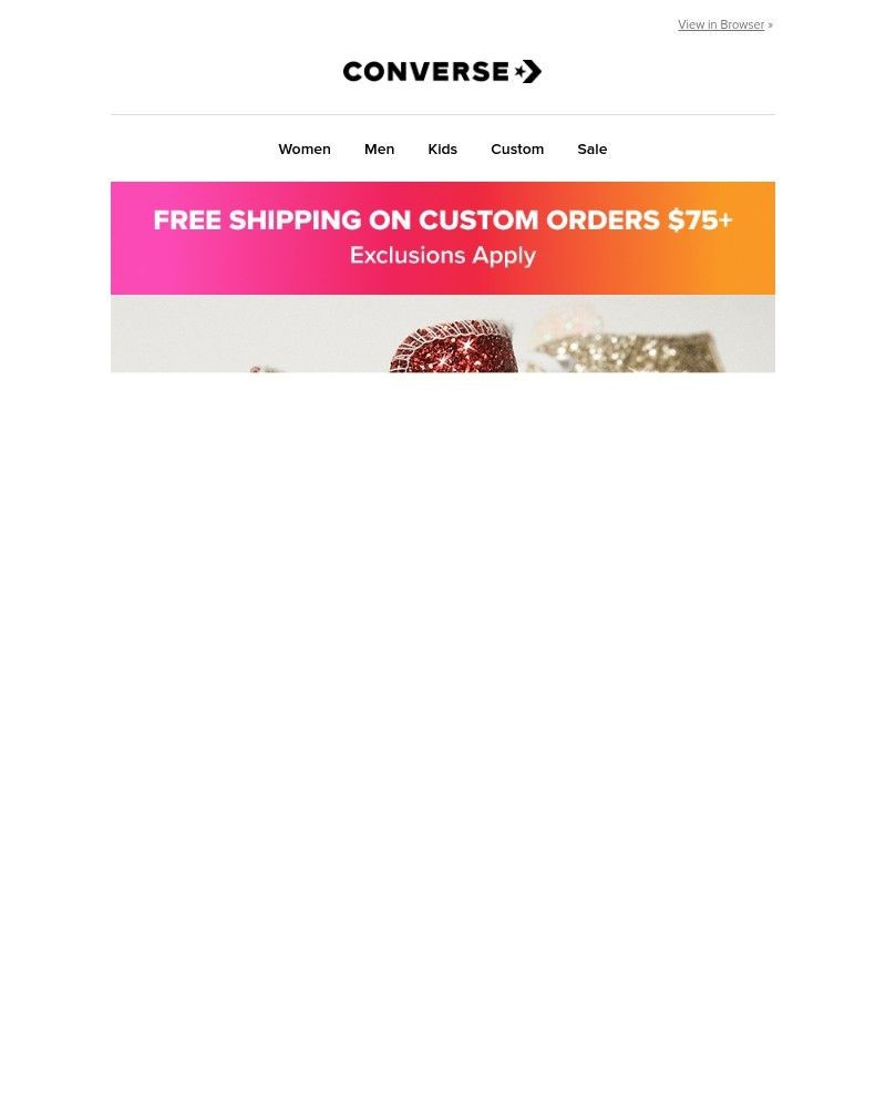Screenshot of email sent to a Converse Newsletter subscriber