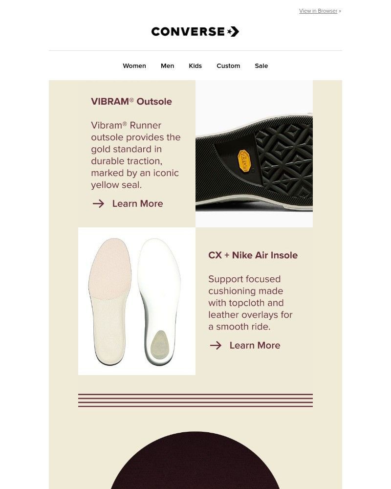 Screenshot of email sent to a Converse Newsletter subscriber