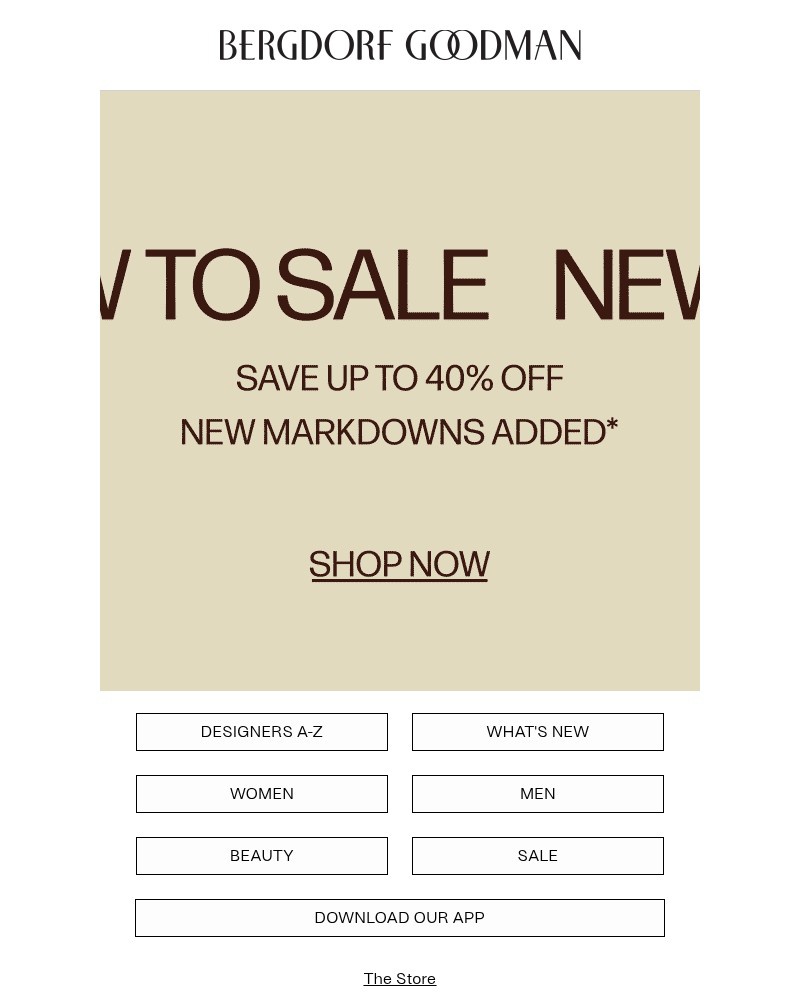 Screenshot of email sent to a Bergdorf Goodman Newsletter subscriber