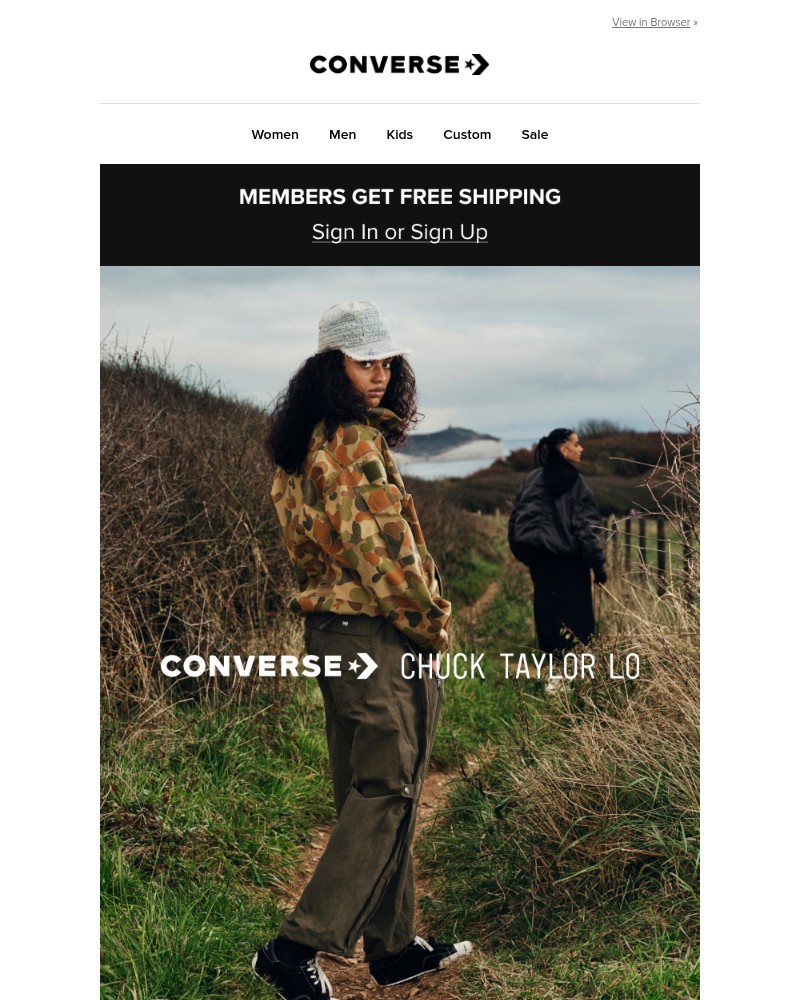 Screenshot of email sent to a Converse Newsletter subscriber