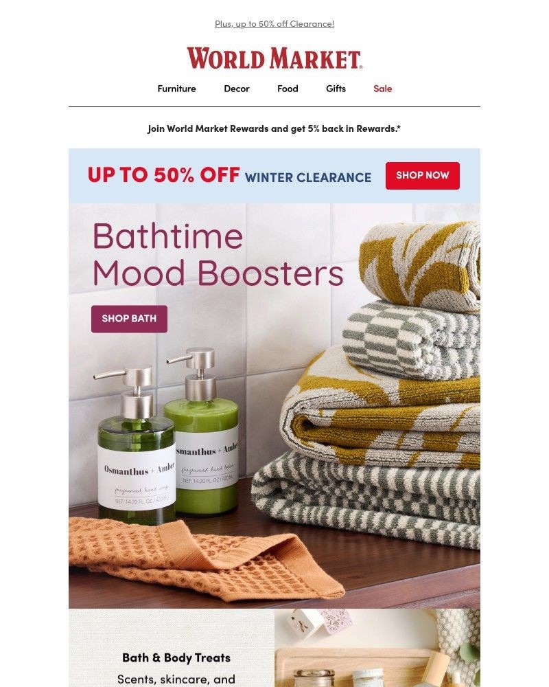 Screenshot of email sent to a World Market Cart abandoner