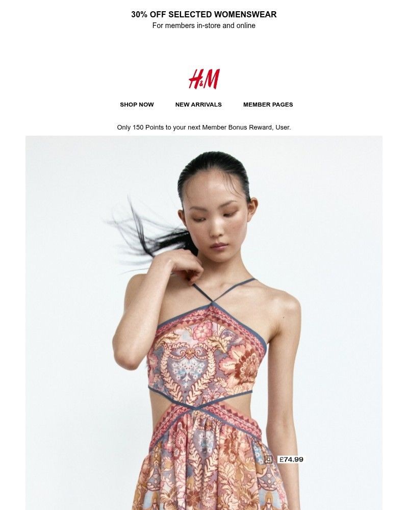 Screenshot of email sent to a H&M Newsletter subscriber