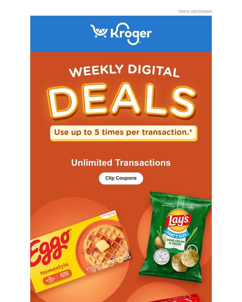 Screenshot of email sent to a Kroger Registered user