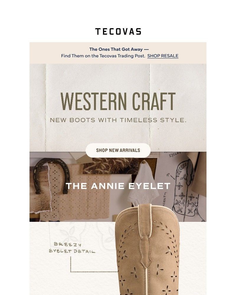 Screenshot of email sent to a Tecovas Newsletter subscriber