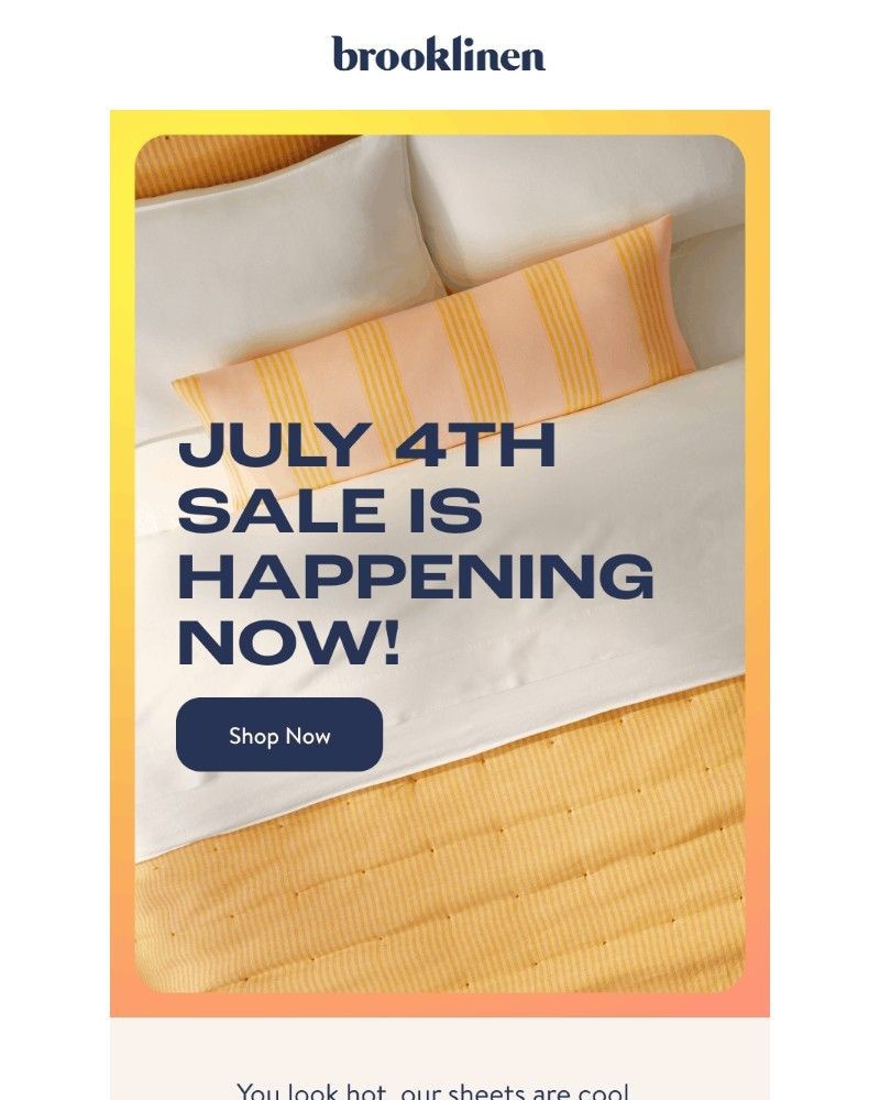 Screenshot of email sent to a Brooklinen Newsletter subscriber