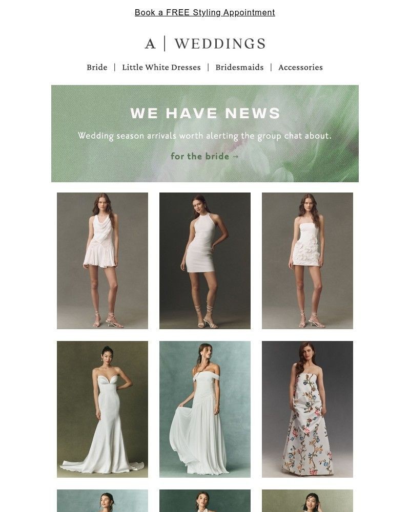 Screenshot of email sent to a Anthropologie Newsletter subscriber
