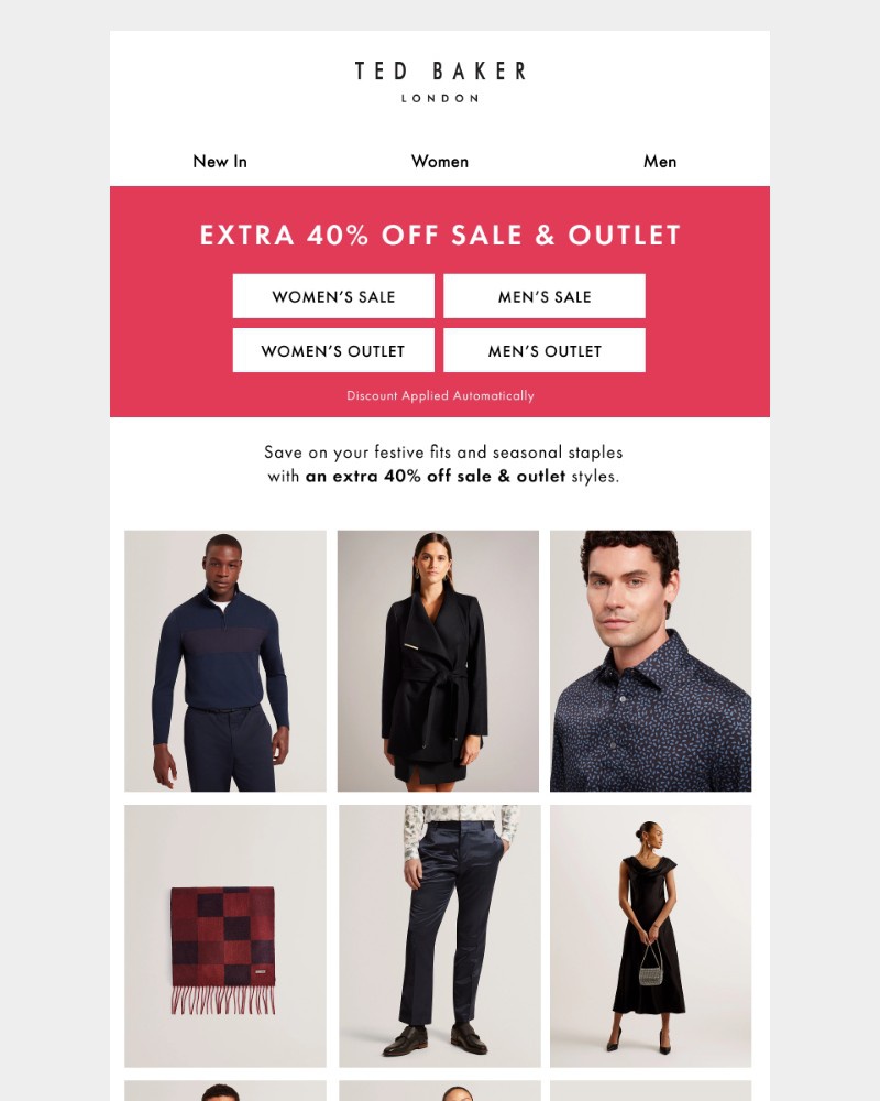 Screenshot of email sent to a Ted Baker Newsletter subscriber