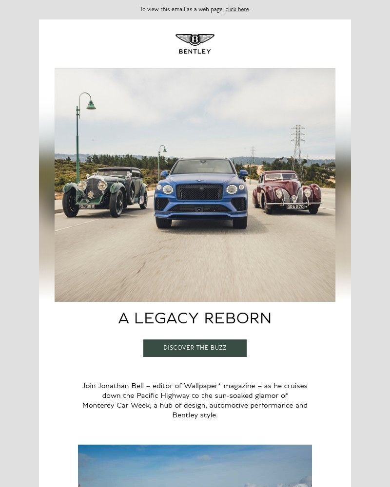 Screenshot of email sent to a Bentley Motors Newsletter subscriber