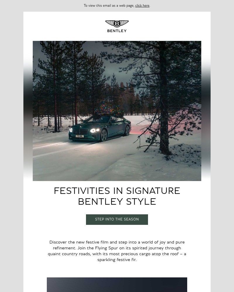 Screenshot of email sent to a Bentley Motors Newsletter subscriber