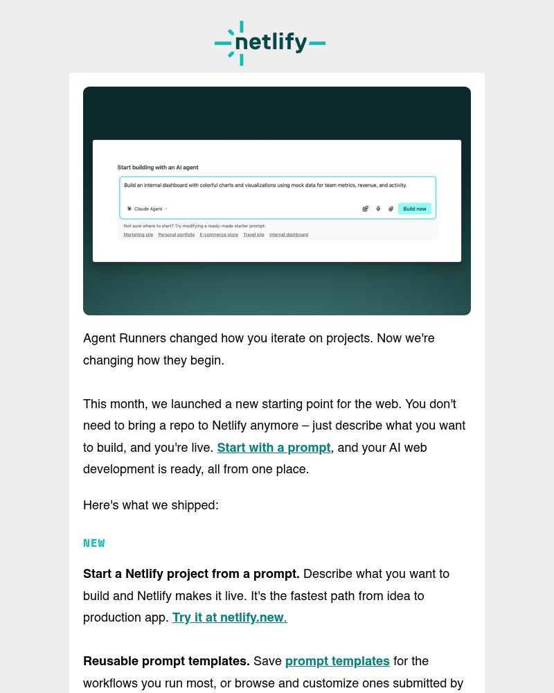 Screenshot of email sent to a Netlify Newsletter subscriber