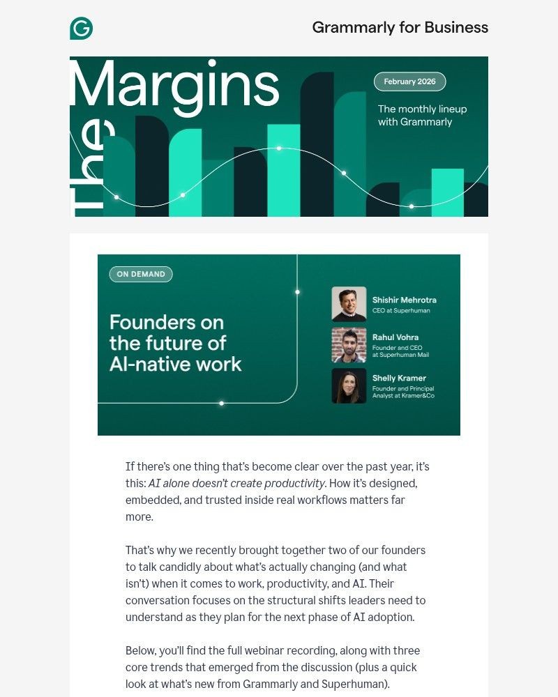 Screenshot of email sent to a Grammarly Registered user