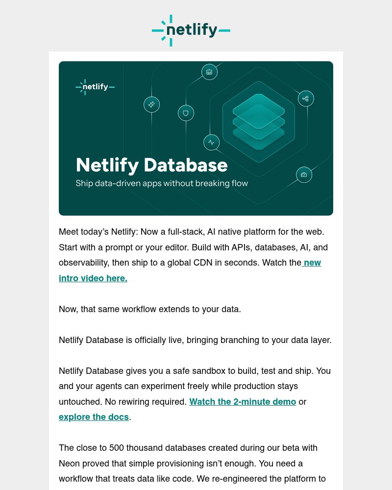 Screenshot of email sent to a Netlify Newsletter subscriber