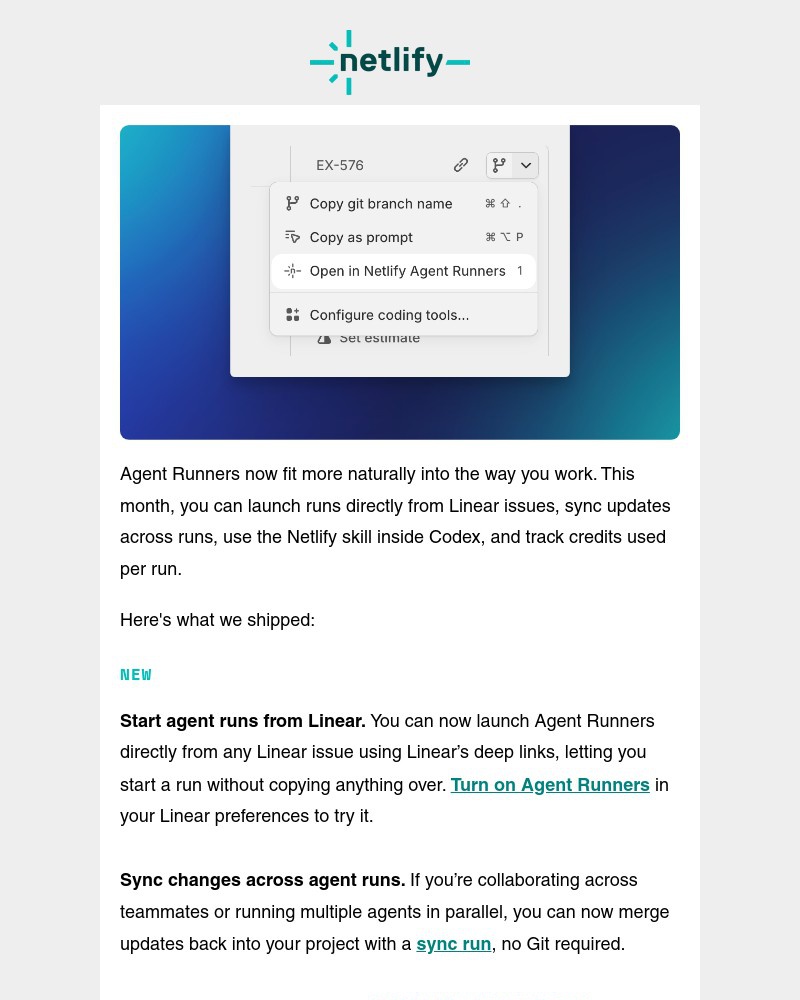 Screenshot of email sent to a Netlify Newsletter subscriber