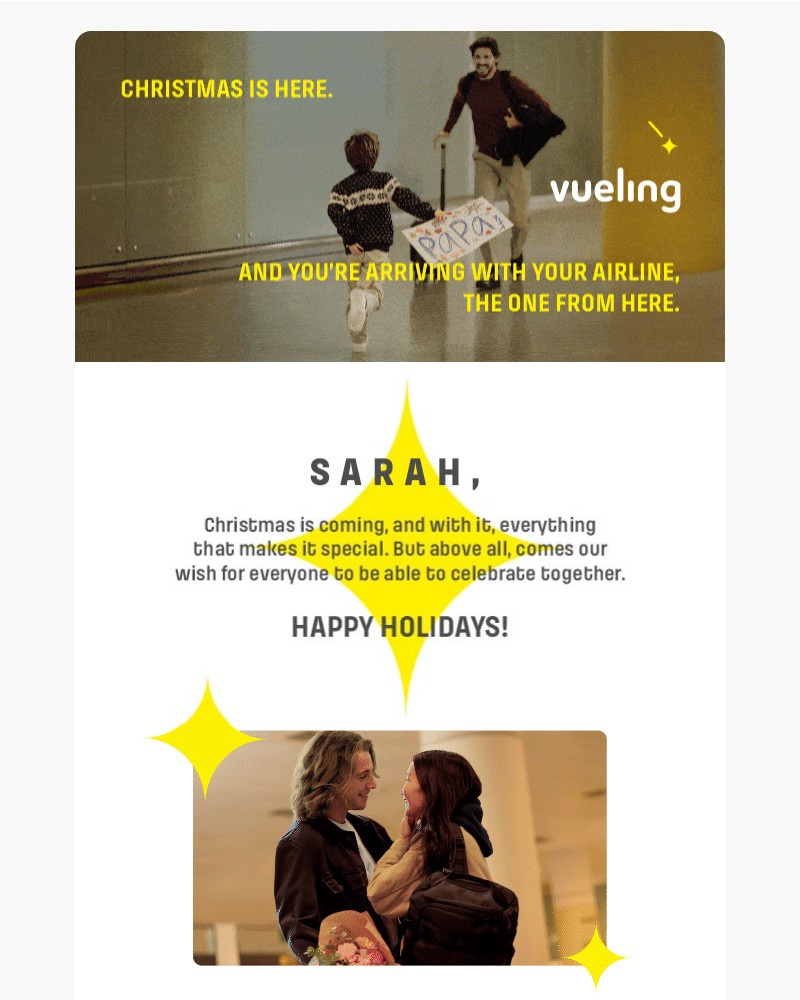 Screenshot of email sent to a Vueling Registered user