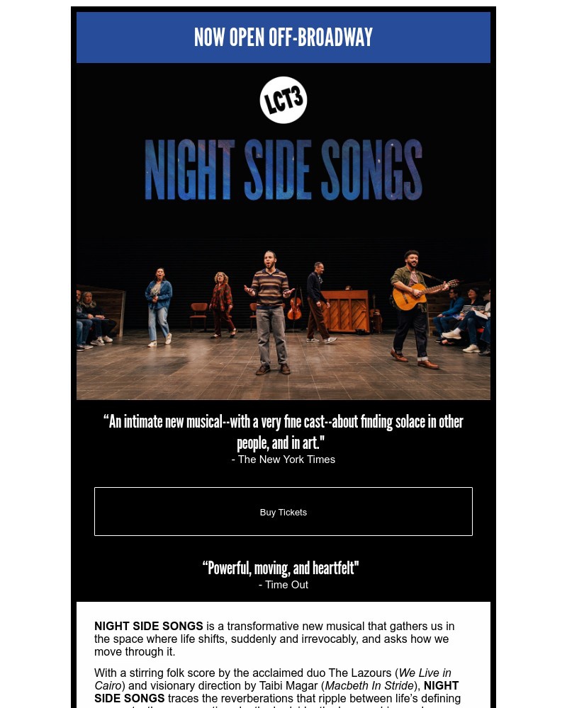 Screenshot of email sent to a Lincoln Center Theater Newsletter subscriber