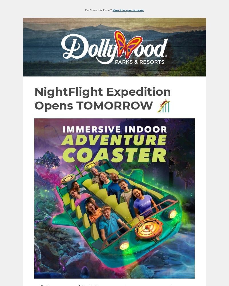 Screenshot of email sent to a Dollywood Newsletter subscriber