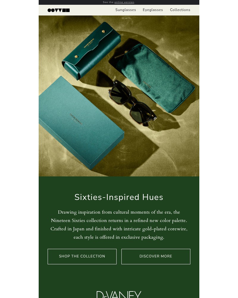 Screenshot of email sent to a Oliver Peoples Newsletter subscriber