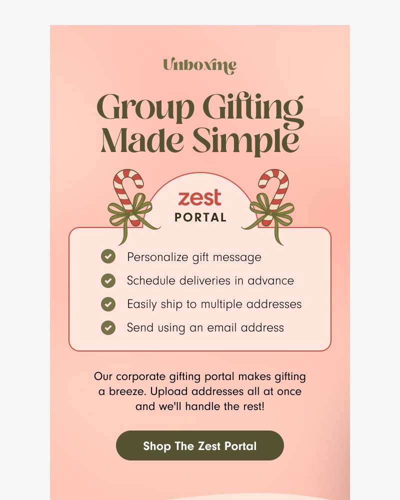 Screenshot of email sent to a Unboxme Newsletter subscriber