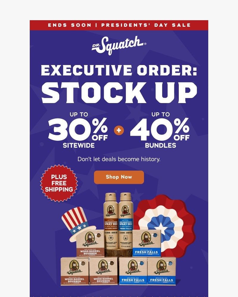 Screenshot of email sent to a Dr. Squatch Newsletter subscriber