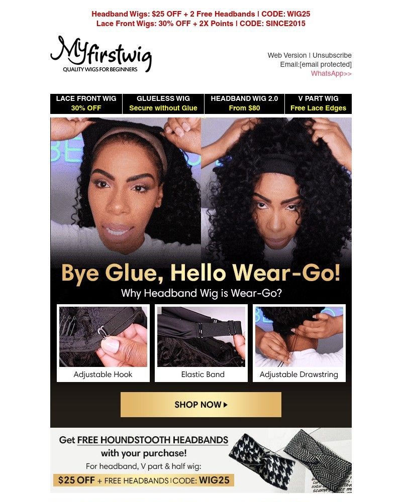 Screenshot of email sent to a My First Wig Newsletter subscriber