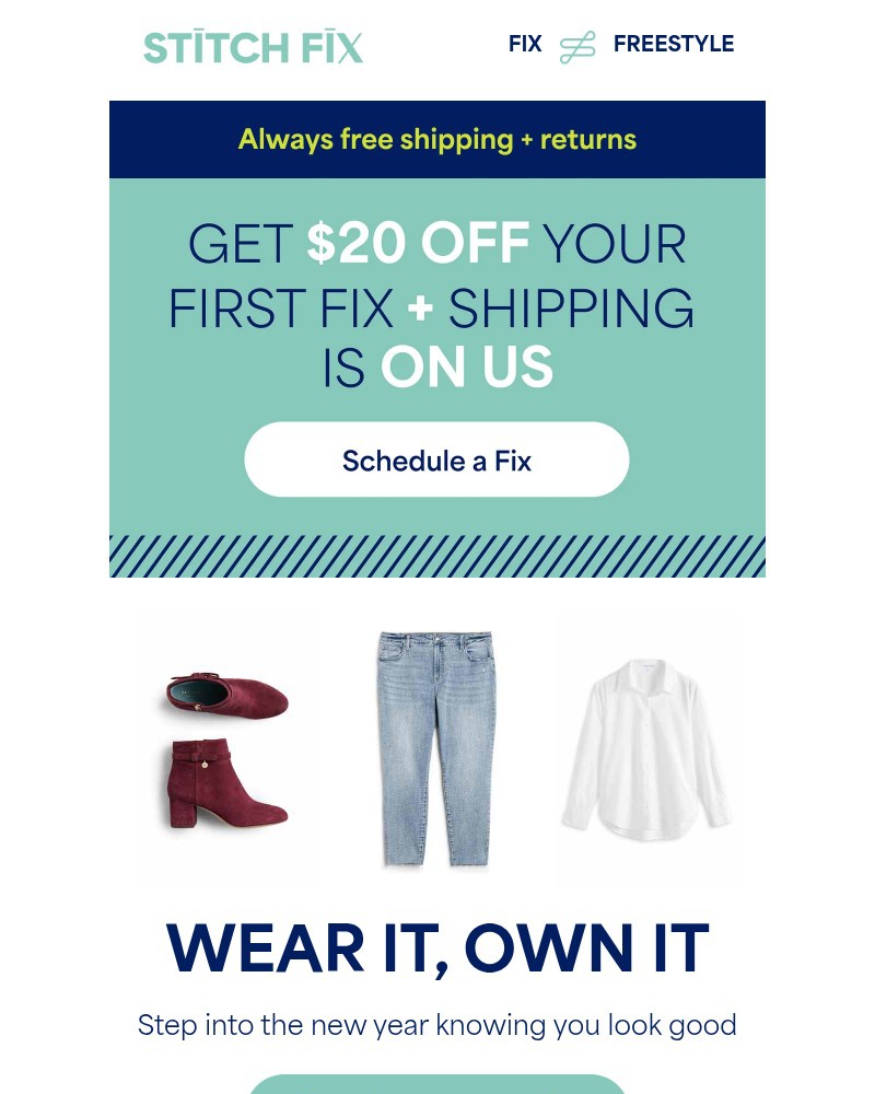 Screenshot of email sent to a Stitch Fix Cart abandoner