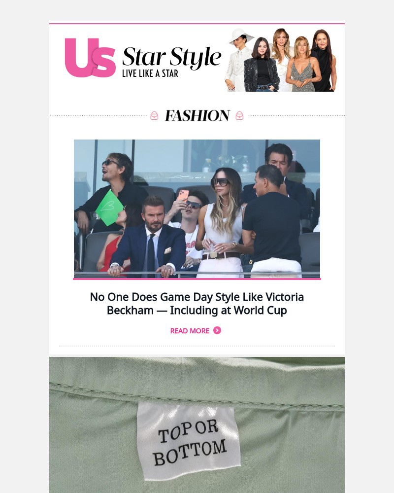 Screenshot of email sent to a Us Weekly Newsletter subscriber