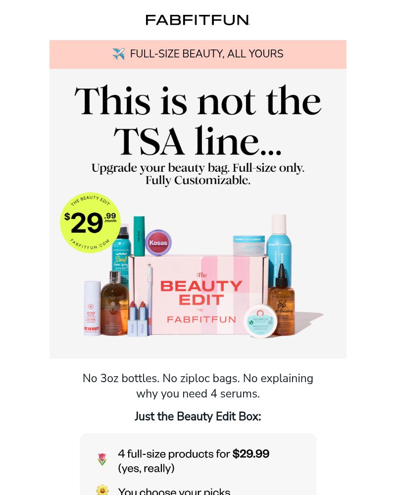 Screenshot of email sent to a FabFitFun Newsletter subscriber