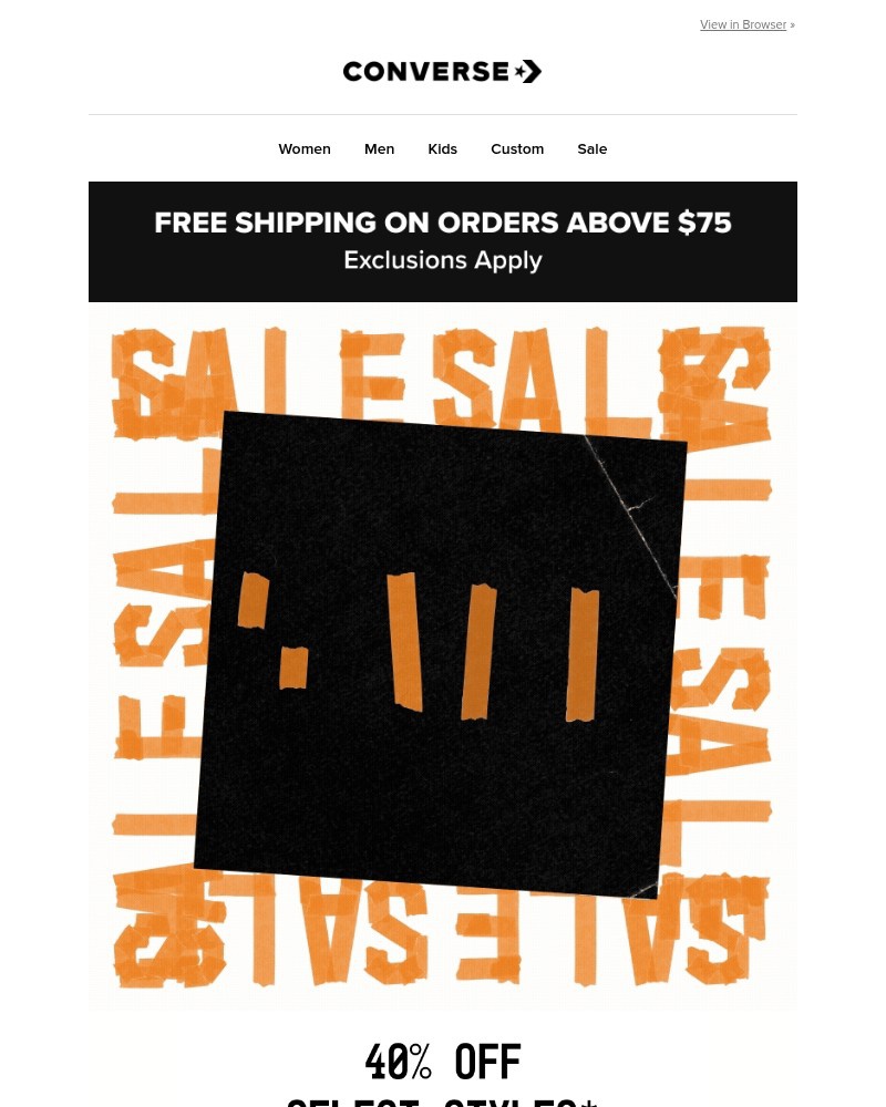 Screenshot of email sent to a Converse Newsletter subscriber