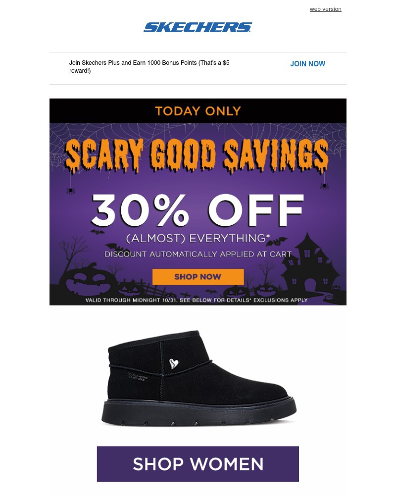 Screenshot of email sent to a Skechers Newsletter subscriber