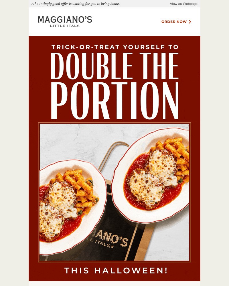 Screenshot of email sent to a Maggiano’s Little Italy Newsletter subscriber
