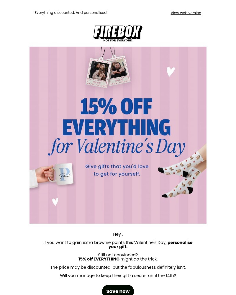 Screenshot of email sent to a Firebox Newsletter subscriber