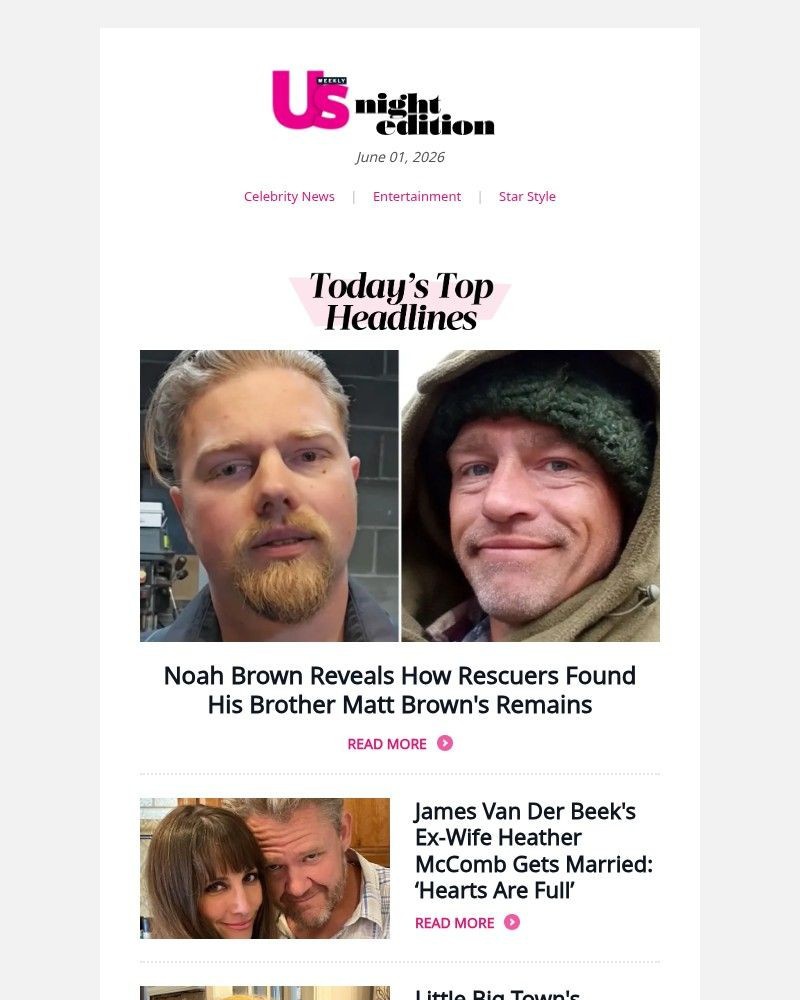 Screenshot of email sent to a Us Weekly Newsletter subscriber