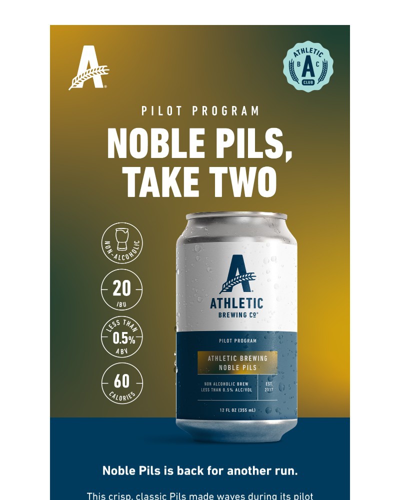 Screenshot of email sent to a Athletic Brewing Newsletter subscriber