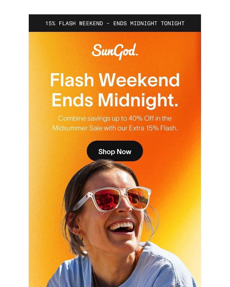 Screenshot of email sent to a SunGod Newsletter subscriber