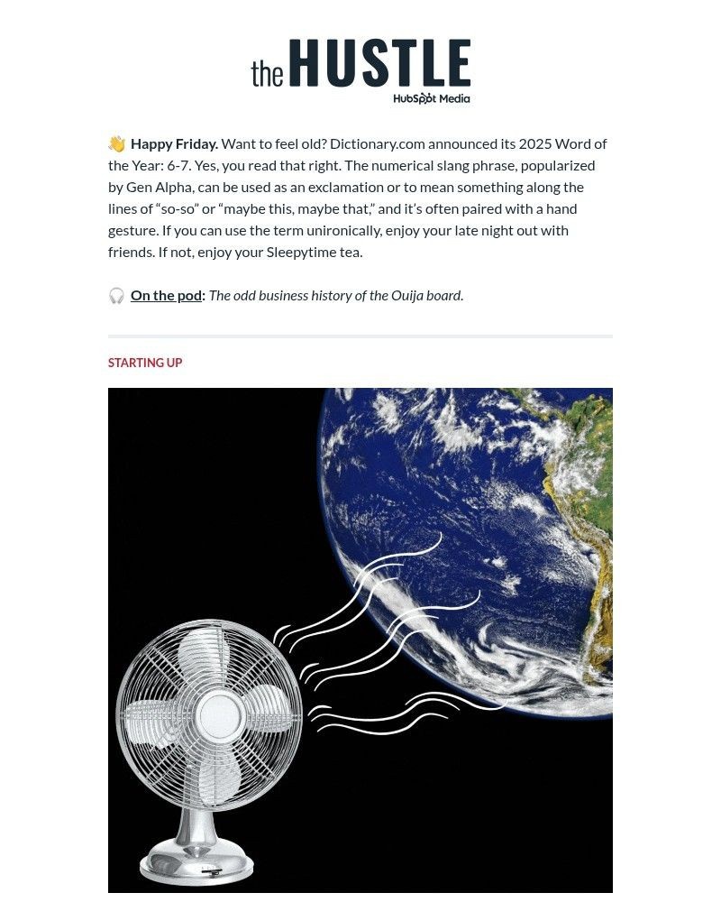 Screenshot of email sent to a The Hustle Newsletter subscriber