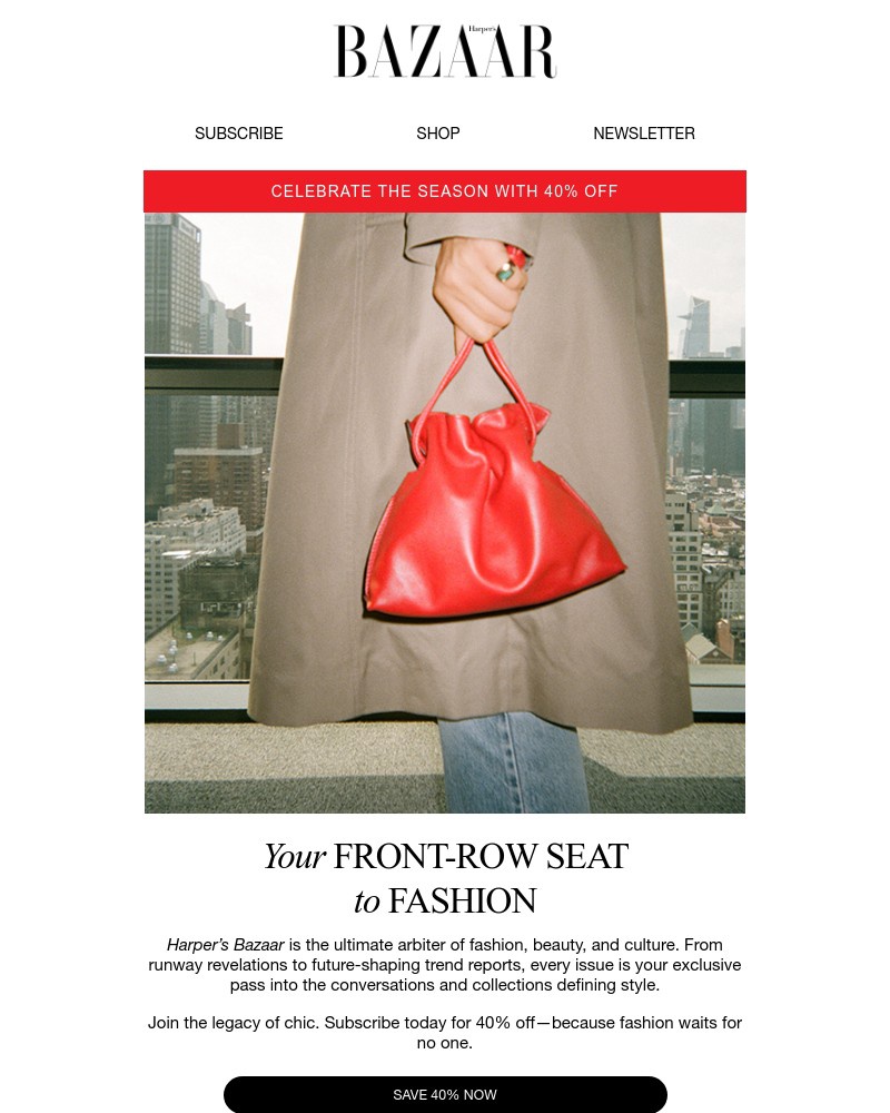 Screenshot of email sent to a Harper’s Bazaar Newsletter subscriber