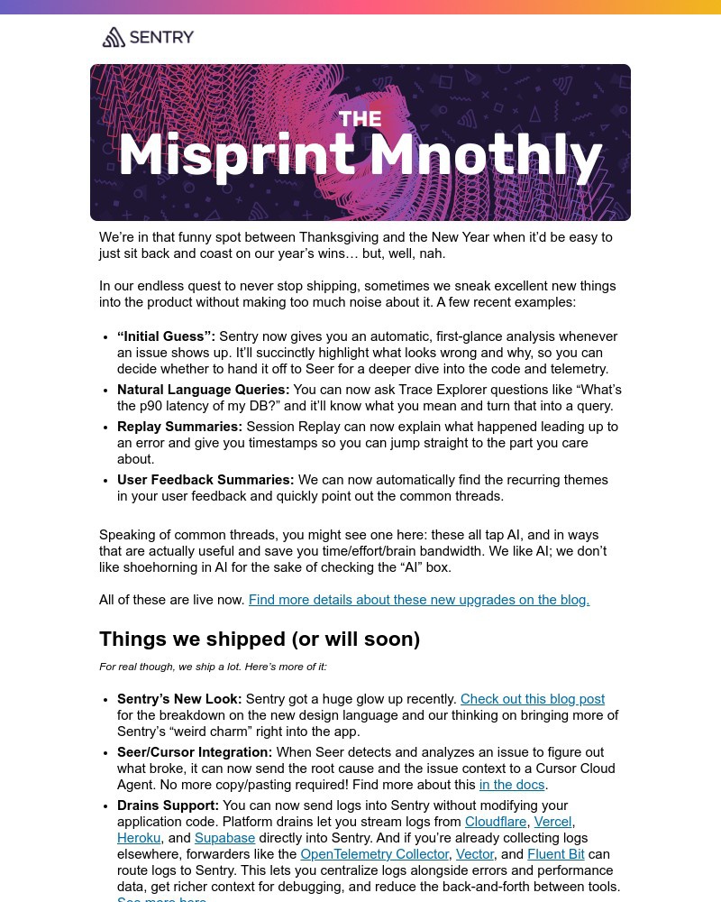 Screenshot of email sent to a Sentry Trial user