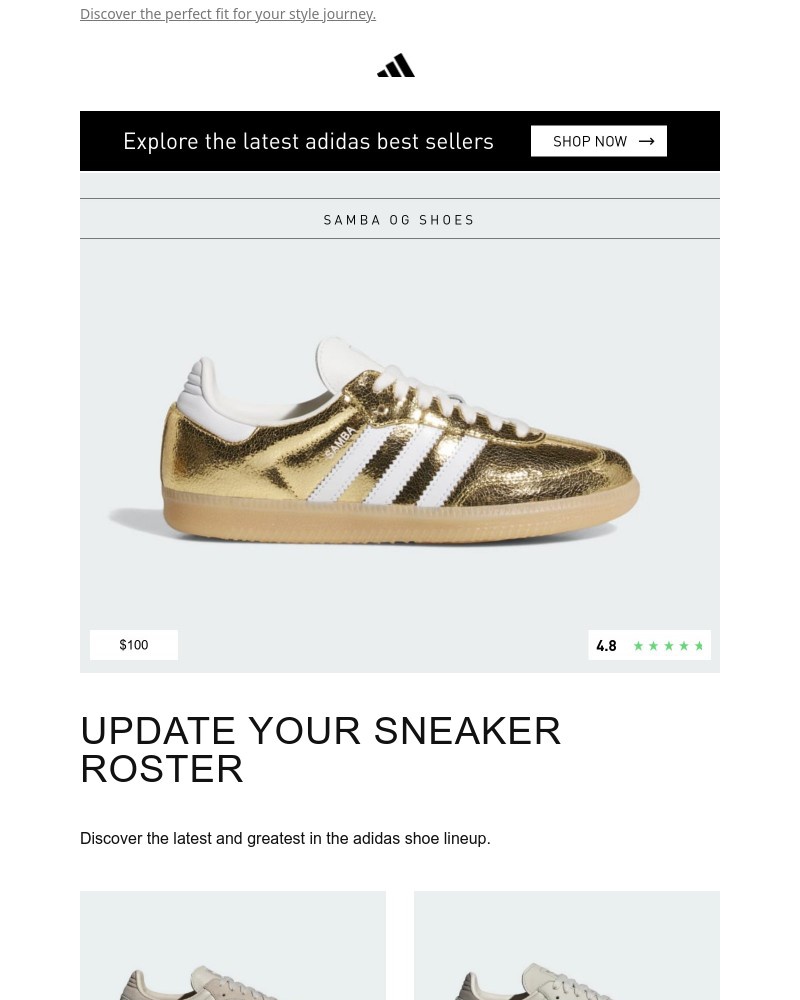 Screenshot of email sent to a Adidas Newsletter subscriber