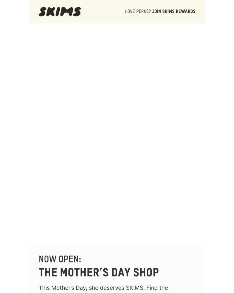 Screenshot of email sent to a Skims Newsletter subscriber