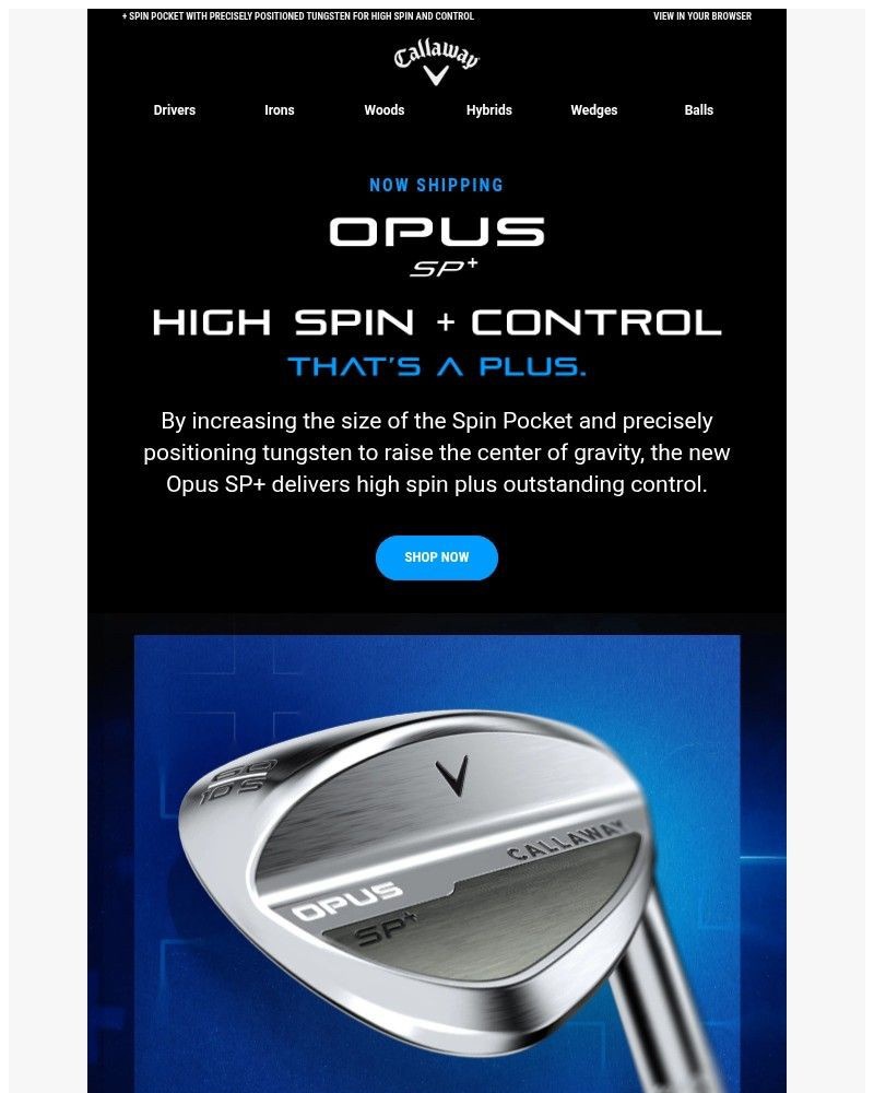 Screenshot of email sent to a Callaway Golf Newsletter subscriber