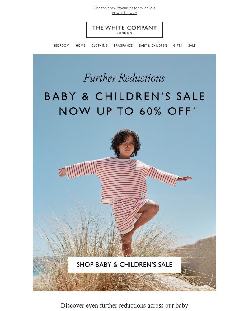 Screenshot of email sent to a The White Company Cart abandoner