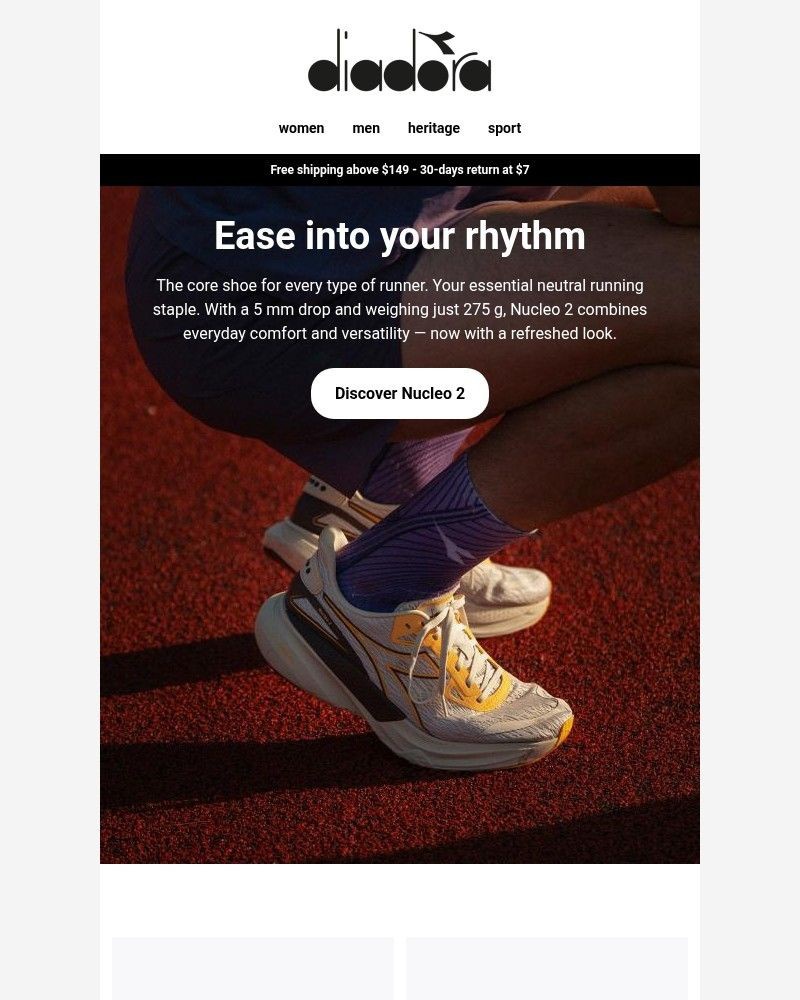 Screenshot of email sent to a Diadora Newsletter subscriber