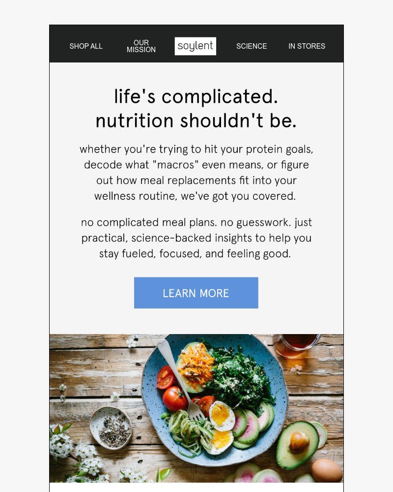 Screenshot of email sent to a Soylent Newsletter subscriber