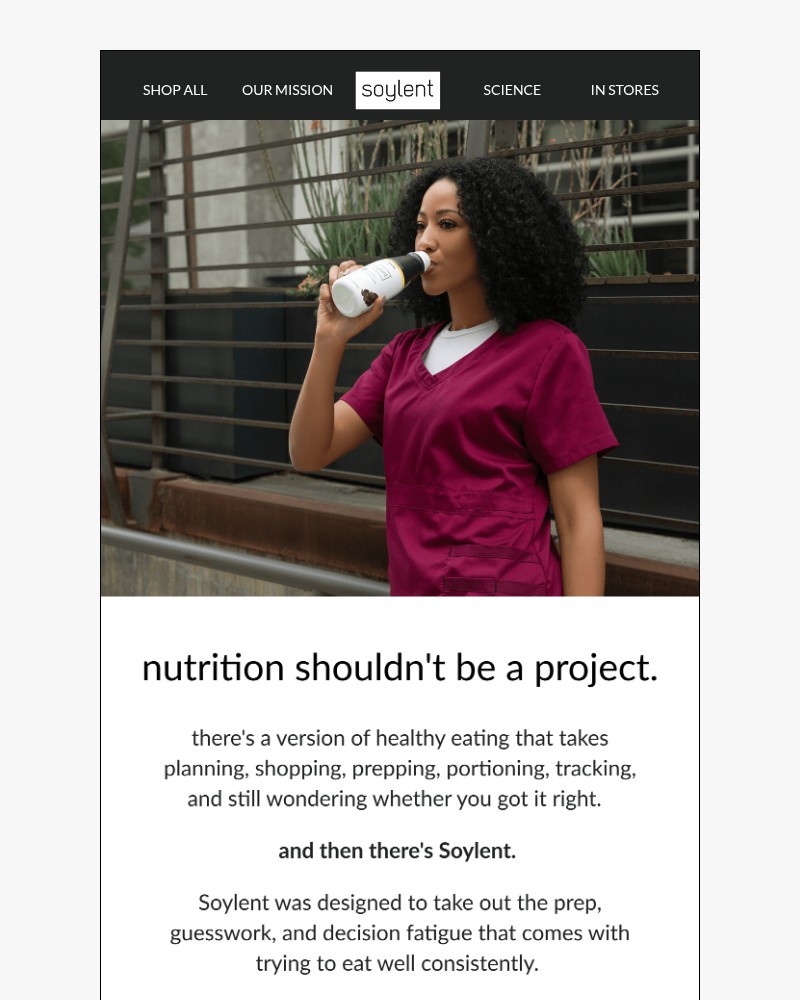 Screenshot of email sent to a Soylent Newsletter subscriber