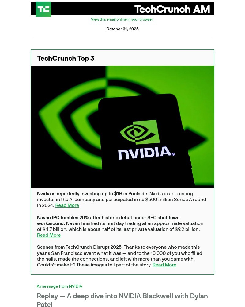 Screenshot of email with subject /media/emails/nvidia-is-reportedly-investing-up-to-1b-in-poolside-638b81-cropped-cae126d0.jpg