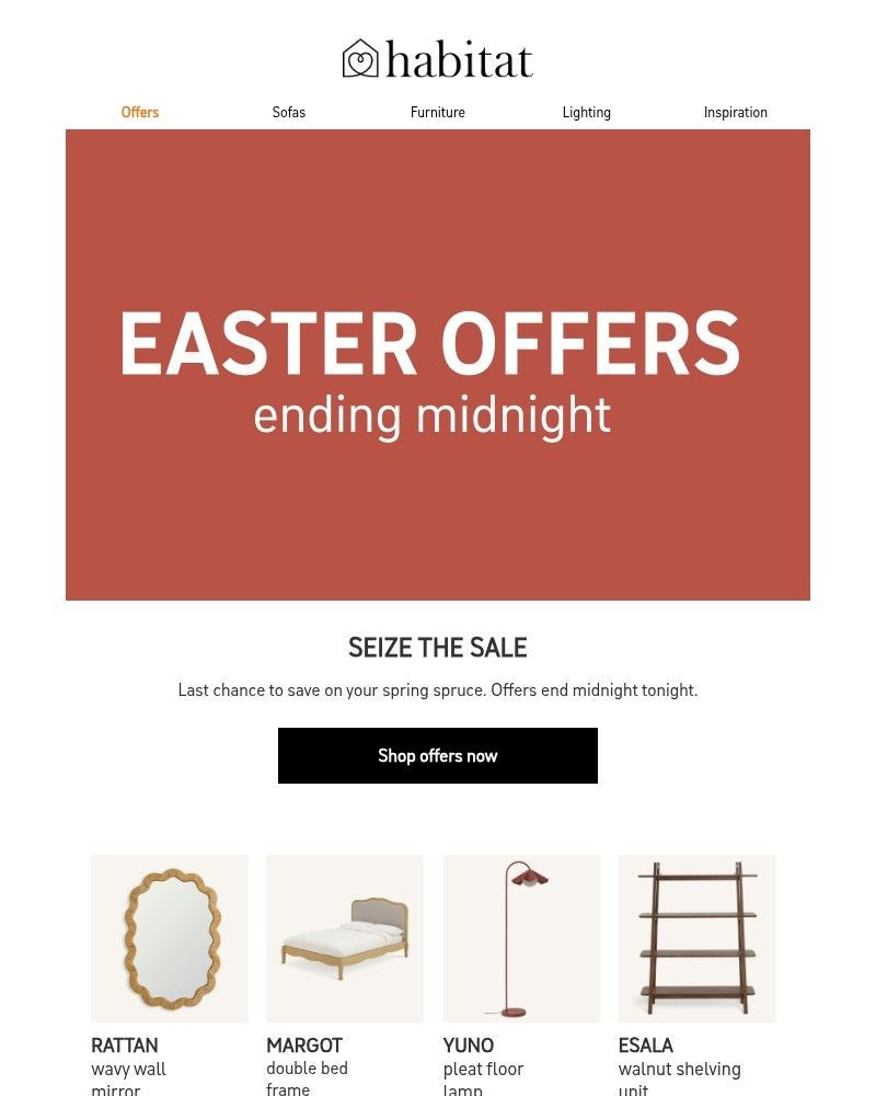 Screenshot of email sent to a Habitat Cart abandoner