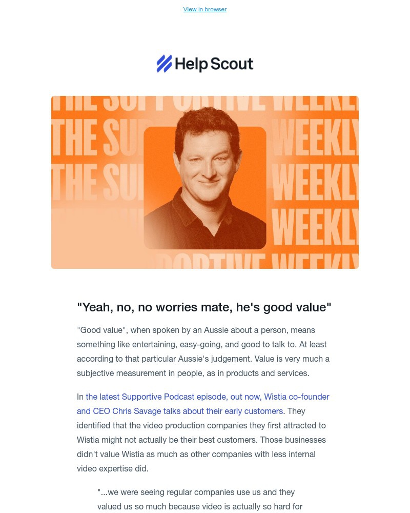 Screenshot of email sent to a Help Scout Trial user