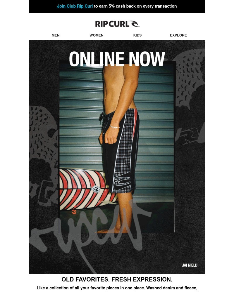 Screenshot of email sent to a Ripcurl Newsletter subscriber